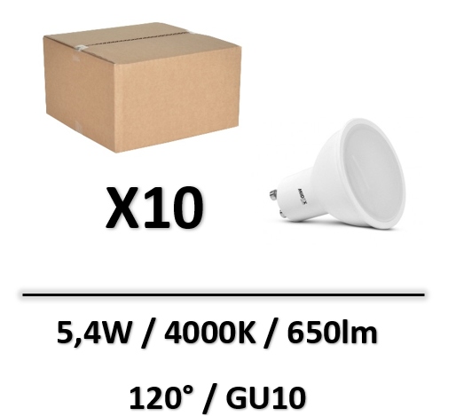 AMPOULE LED GU10 5,4W 4000K LOT PROS - 100564x10