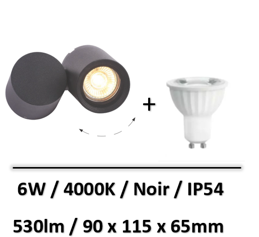 applique-led-noir-6W
