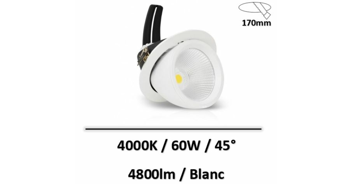 MIIDEX - SPOT LED ESCARGOT ROND INCLINABLE ET ORIENTABLE 60W 4000K ...