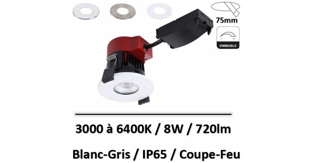 4 Downlights LED Intelligents Aurora MPro - 6,5 W, IP65, Coupe-feu, Zigbee - Blanc Tunable 2200-5000K