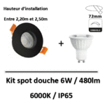 spot-led-douche-noir-6W