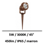 eclairage-led-5Wspot-piquet-marron
