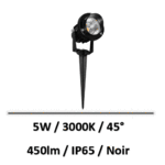 projecteur-led-noir-5W-piquet