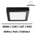 spor-carre-noir-led-12W