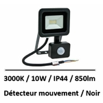 projecteur-10W-3000k-detecteur-noir