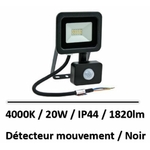 projecteur-20W-4000k-detecteur-noir