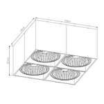 BOX-4L vierkant zwart incl. 4x AR111 12,4W 2700K - 2