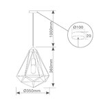 Lámpara colgante Diamond E27 1M Negro (2)