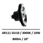 LED AR111 GU10 230V 10W SMD 20degrees WW black SPECTRUM