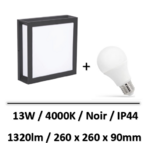 applique-led-noir-ampoule-13W