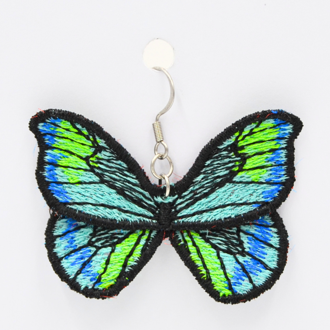 Boucle d\'oreille - Papillon Vert Bleu