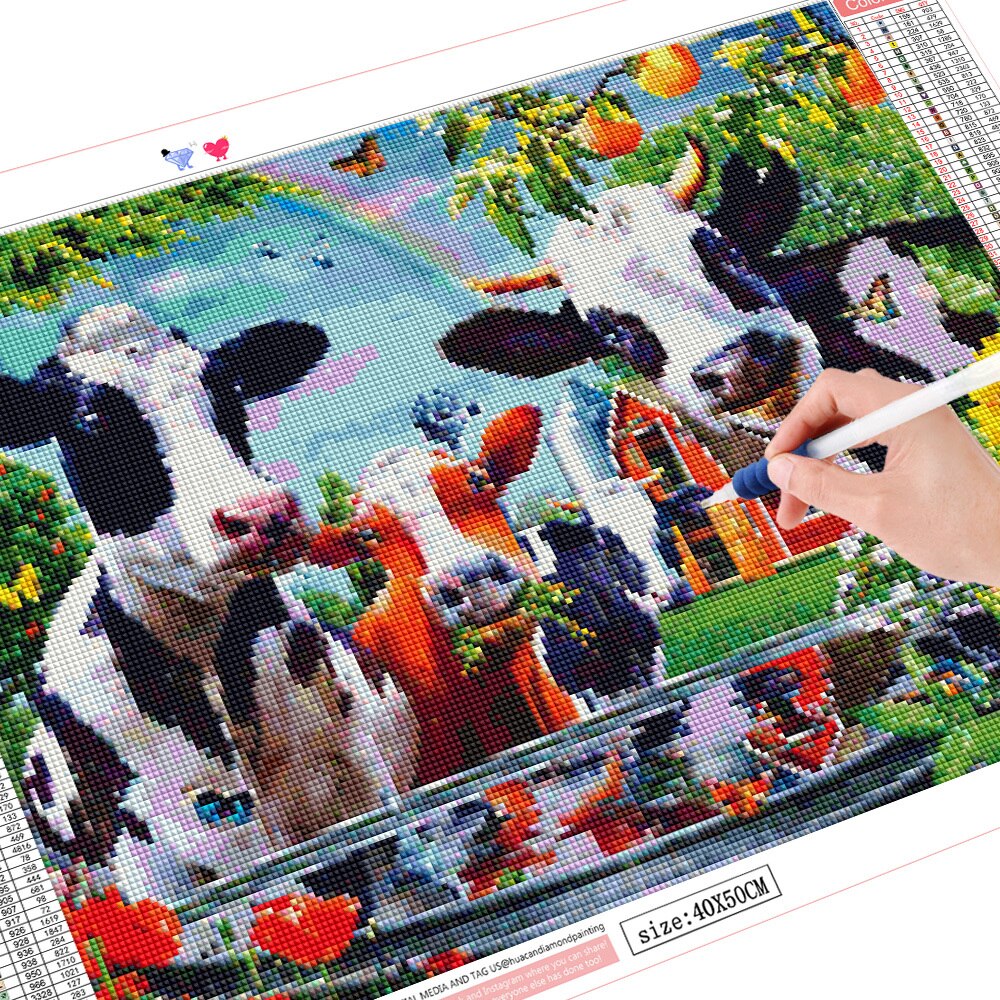 HUACAN-Kit-de-peinture-diamant-de-vache-broderie-5D-perles-carr-es-strass-mosa-que-point