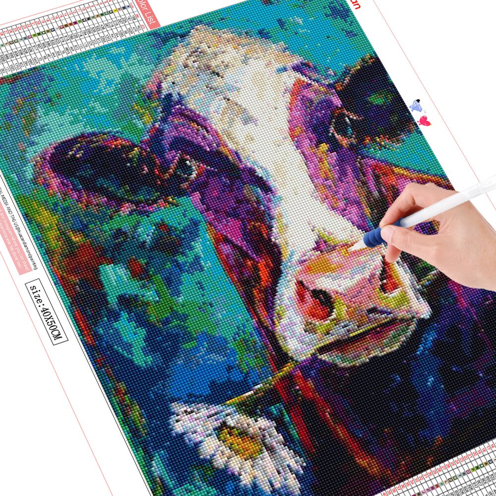 HUACAN-peinture-diamant-5D-broderie-de-vache-point-de-croix-peinture-d-animaux-carr-perceuse-compl