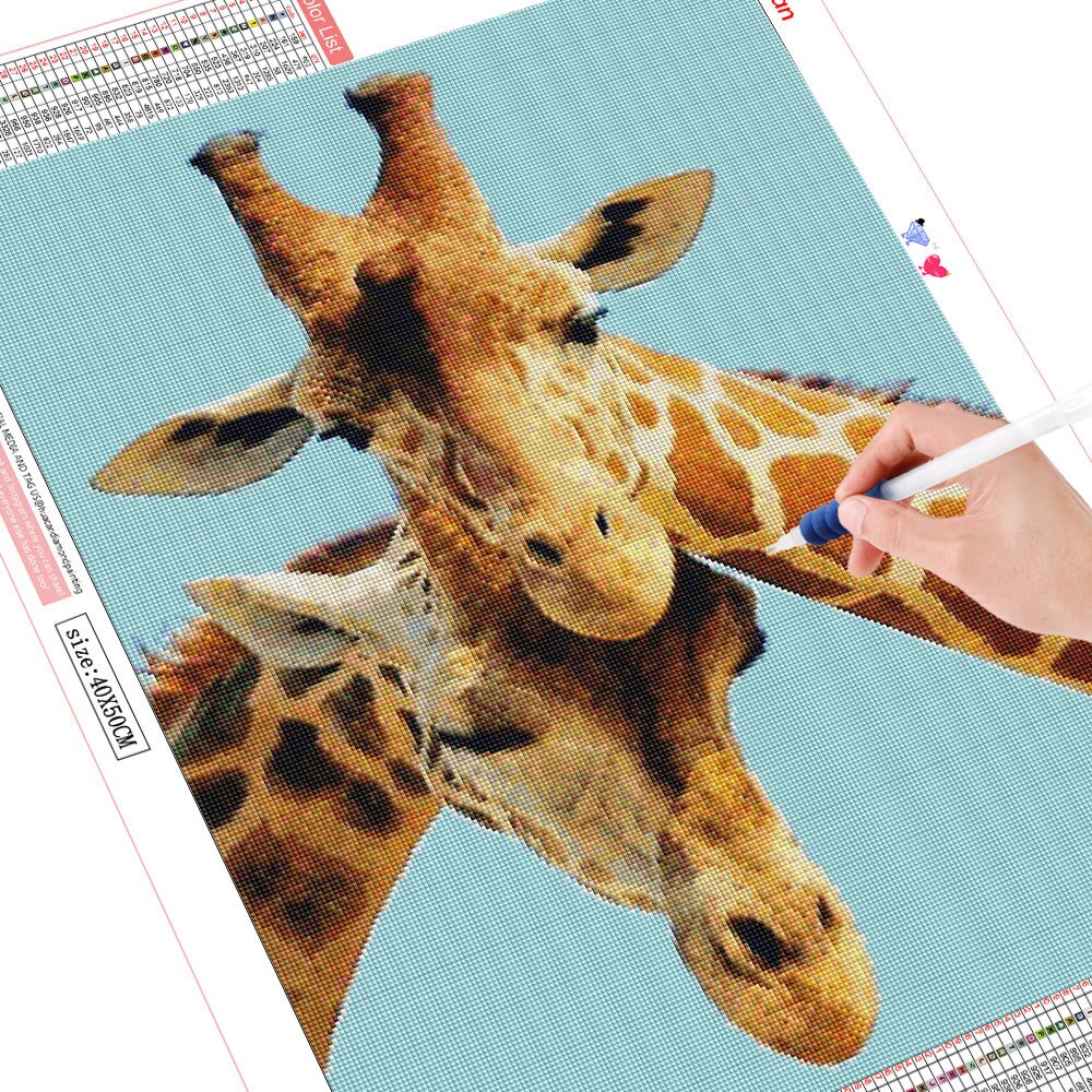 HUACAN-peinture-diamant-th-me-girafe-broderie-compl-te-5d-perles-carr-es-image-d-animaux