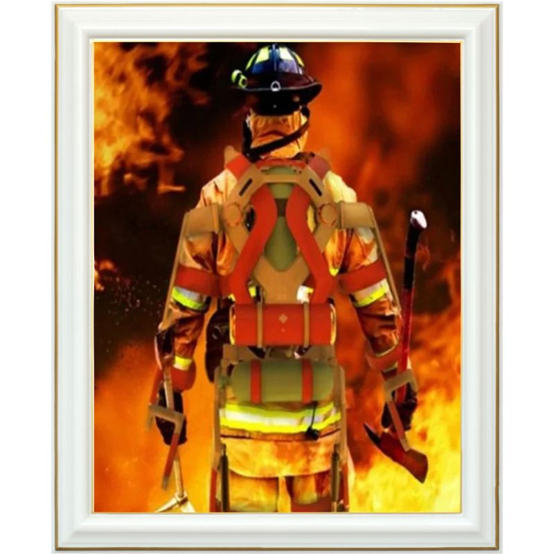 Broderie diamant - Pompier face aux flammes - 40 x 50 cm