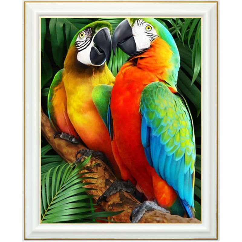 Diamond painting - Couple de perroquets - 40 X 50 CM