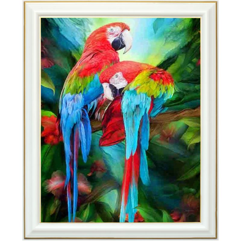 Peinture diamant - Couple de perroquets - 40 x 50 cm