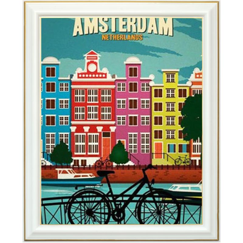 Broderie diamant - Affiche Amsterdam - 40 x 50 cm