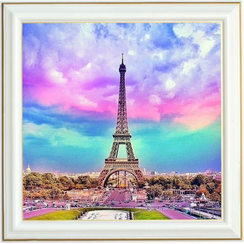 Broderie diamant - Tour Eiffel et Champ de Mars - 40 x 40 cm
