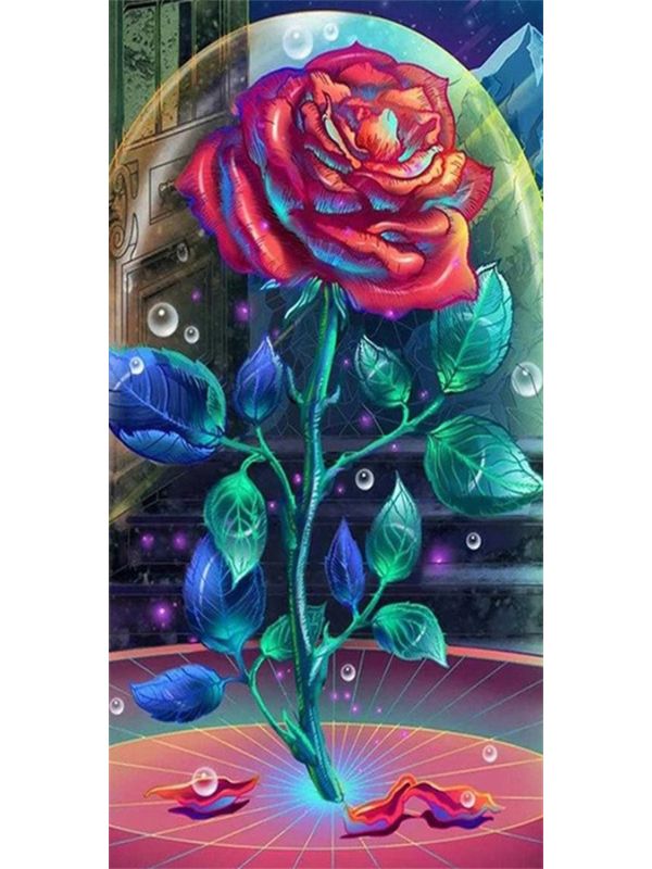 Broderie diamant XXL - Rose magnifique - 50 x 100 cm