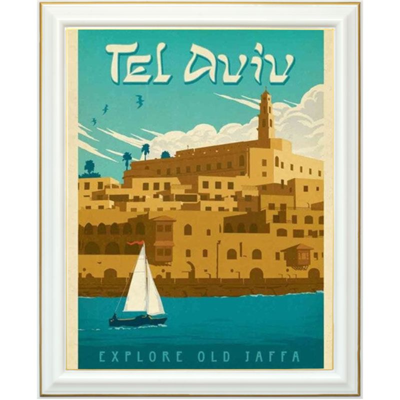 Broderie diamant - Affiche Tel Aviv - 40 x 50 cm