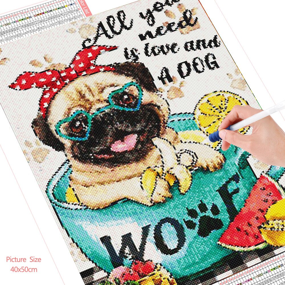 HUACAN-peinture-de-diamant-5d-bricolage-broderie-de-tasse-de-chien-carr-ou-rond-mosa-que