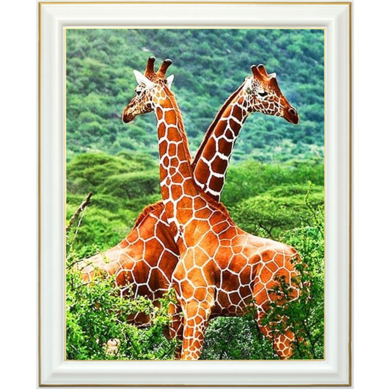 Broderie diamant - Duo de girafes - 40 x 50 cm
