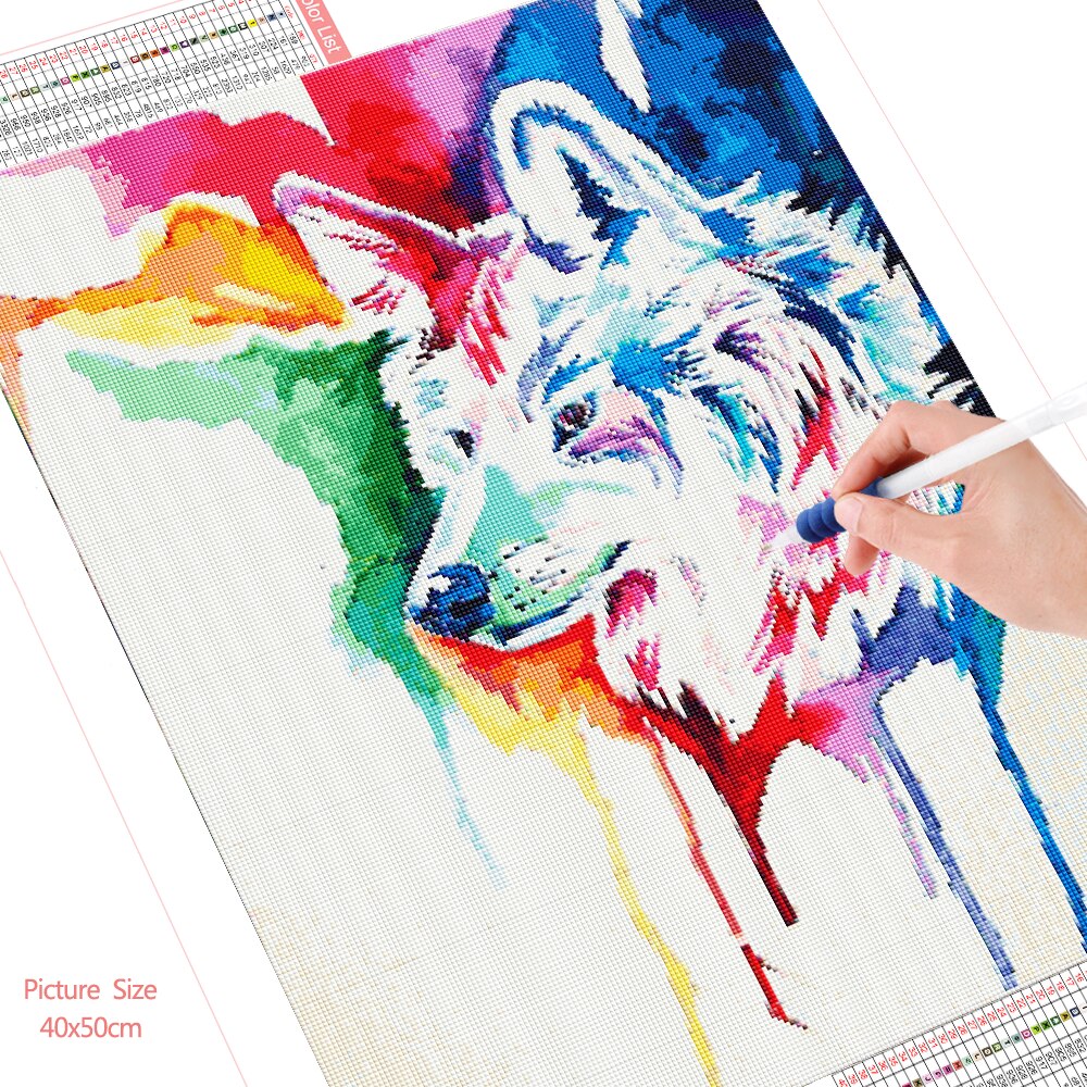HUACAN-peinture-diamant-loup-en-couleurs-5D-mosa-que-broderie-d-animaux-images-personnalis-es-cadeau