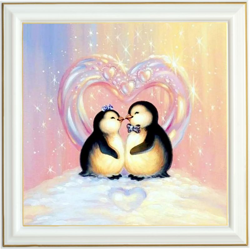 Broderie diamant - Amour de pingouin