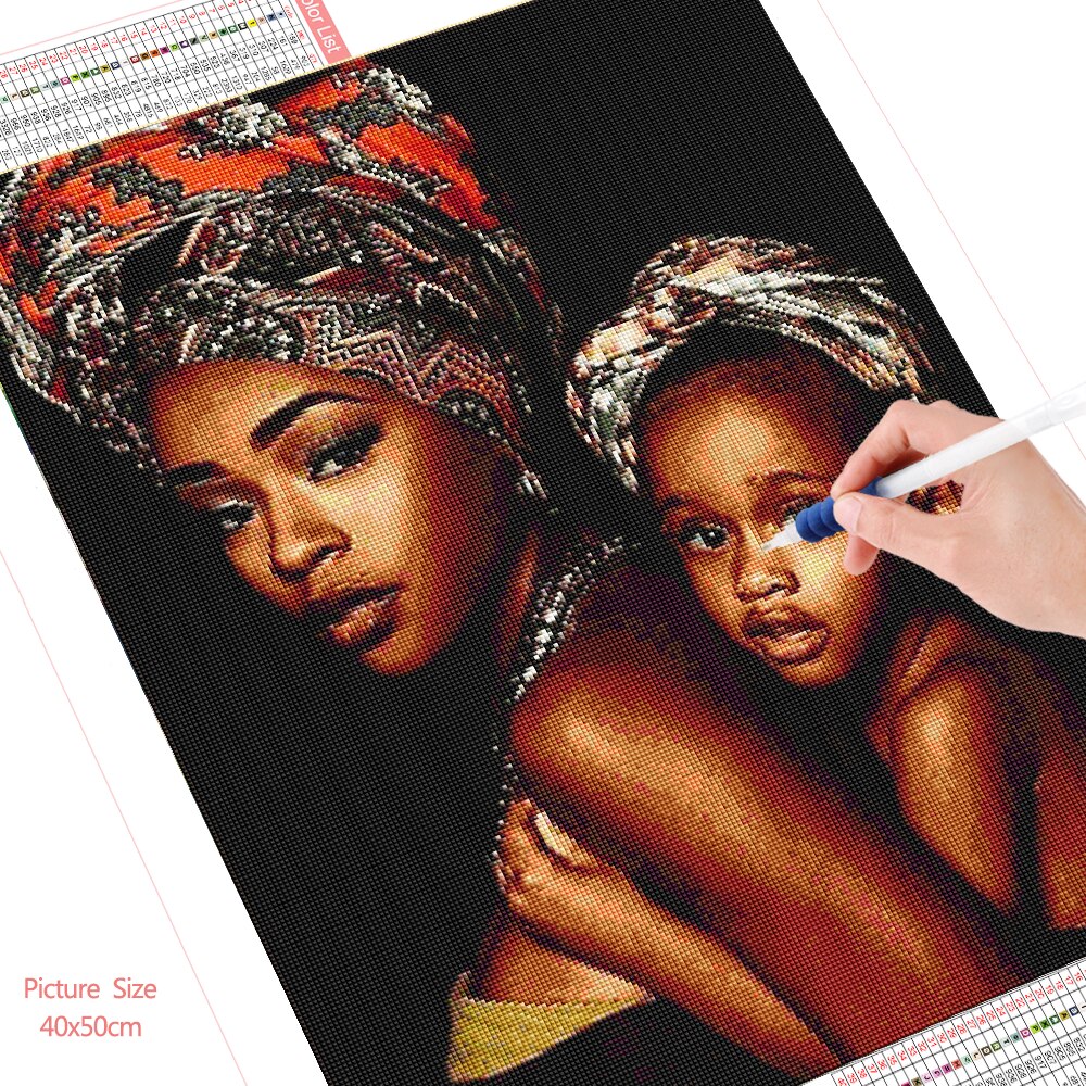 HUACAN-ensemble-de-peinture-diamant-femme-africaine-broderie-5D-Portrait-mosa-que-point-en-croix-loisirs