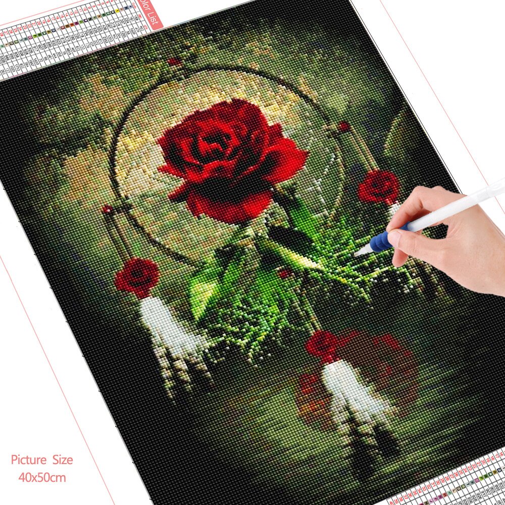 HUACAN-peinture-en-mosa-que-de-fleurs-broderie-compl-te-de-diamants-couronne-de-roses-image