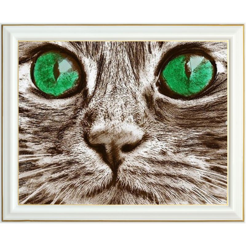 Diamond painting - Chat aux yeux verts - 40 x 50 cm