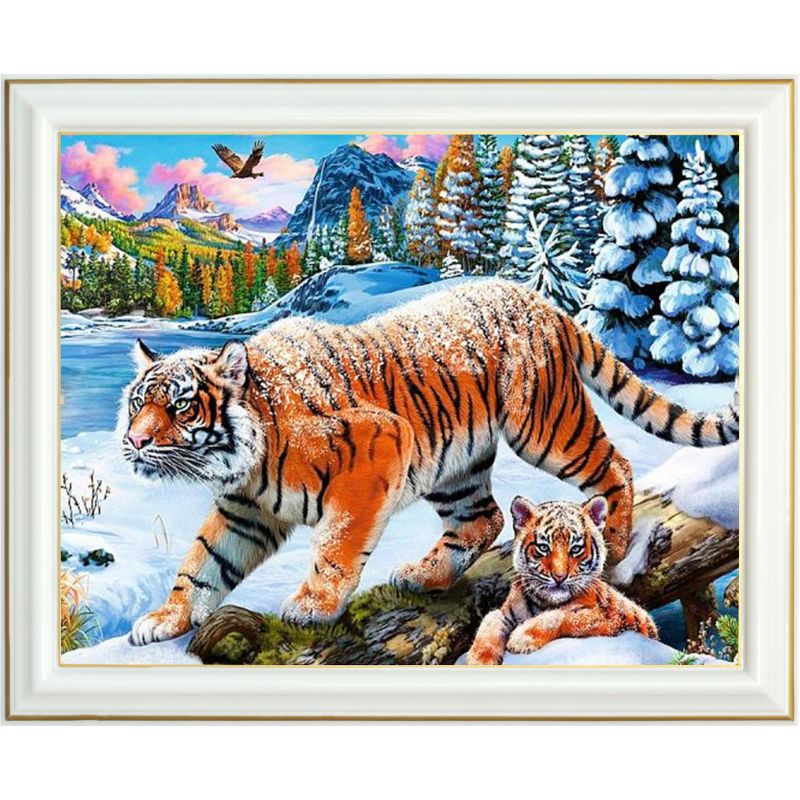 Broderie diamant - Tigre roux de l\'Himalaya - 40 x 50 cm