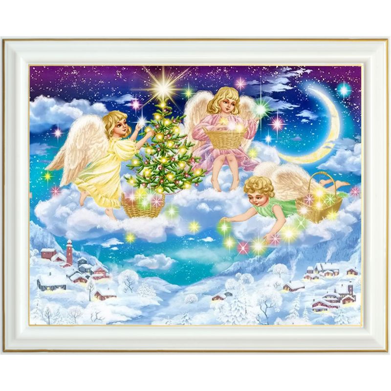 Broderie diamant - Anges de Noël - 40 x 50 cm