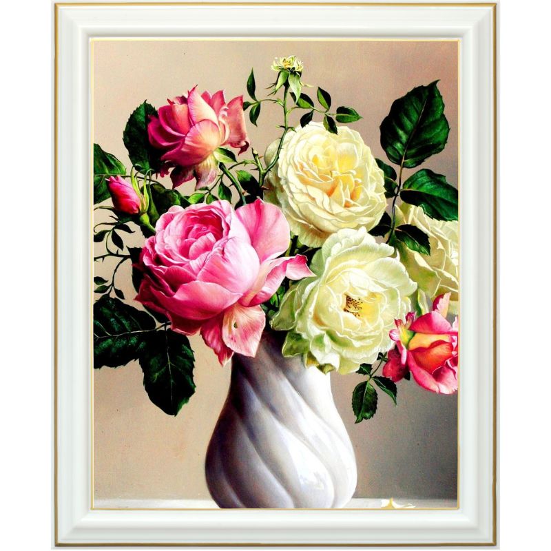 Canevas diamant - Bouquet de roses - 40 x 50 cm