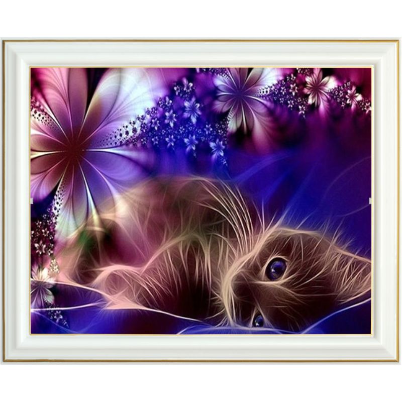 Broderie diamant - Chat royal - 40 x 50 cm