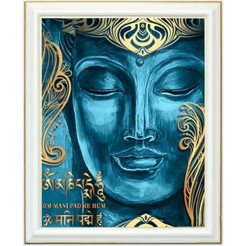 Peinture diamant - Visage bouddha bleu - 40 x 50 cm
