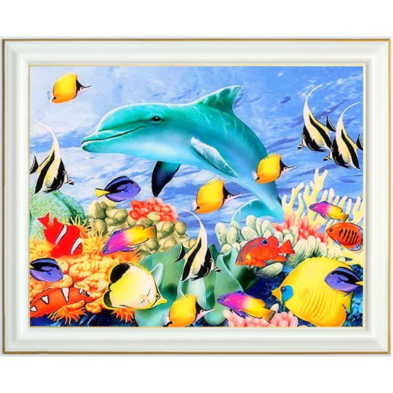 Diamond painting - Dauphins et poissons tropicaux