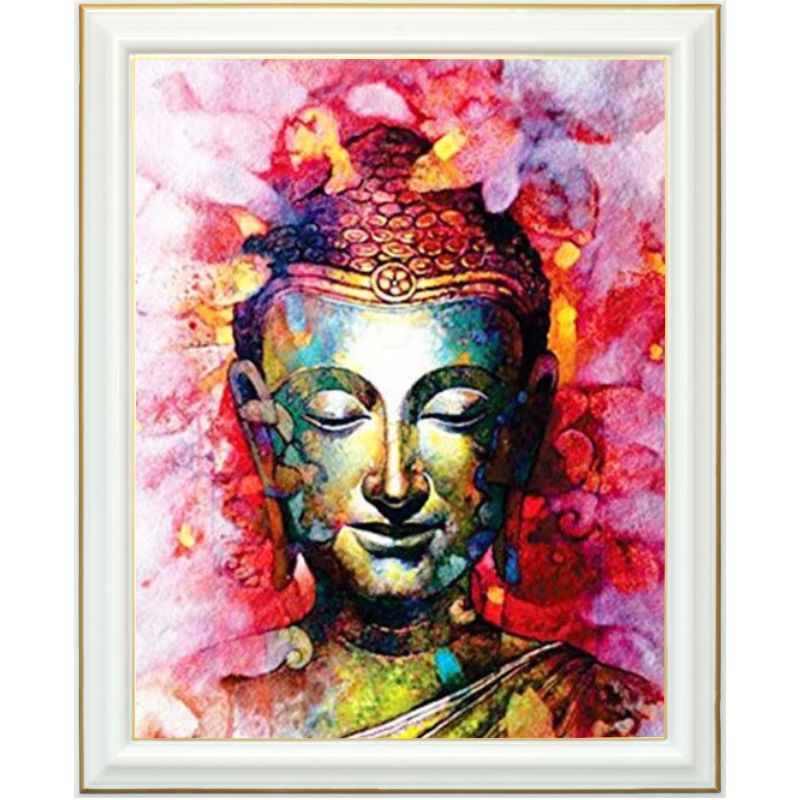 Diamond painting - Bouddha et fleurs rose - 40 x 50 cm