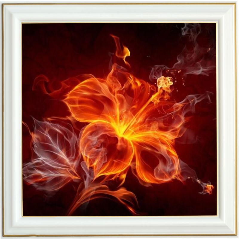 Diamond painting - Fleur en flammes - 40 x 40 cm