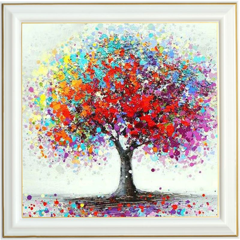 Diamond painting - Arbre aux feuilles multicolores - 40 x 40 cm