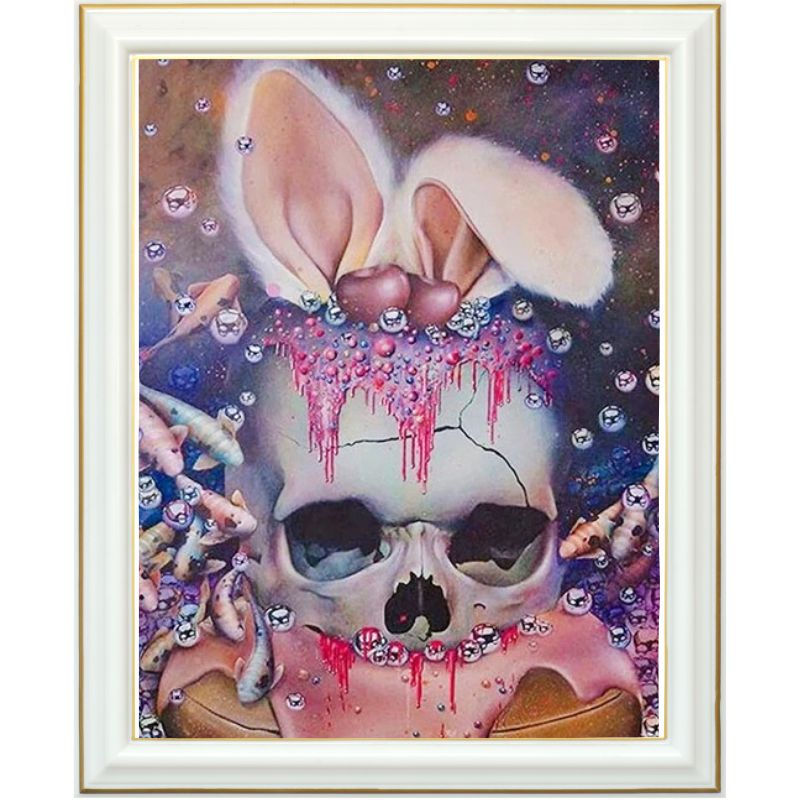 Diamond painting - Crâne aux oreilles de lapin