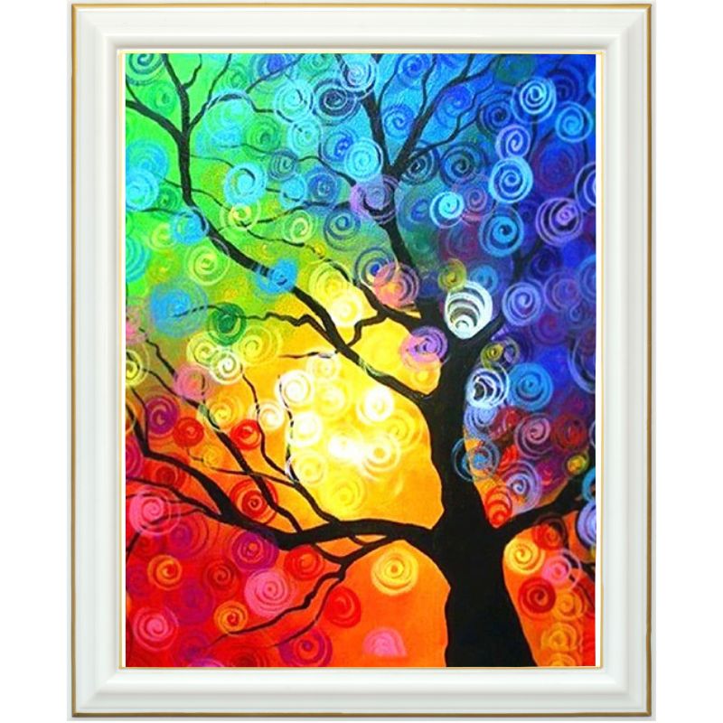 Diamond painting - Arbre et ciel multicolore