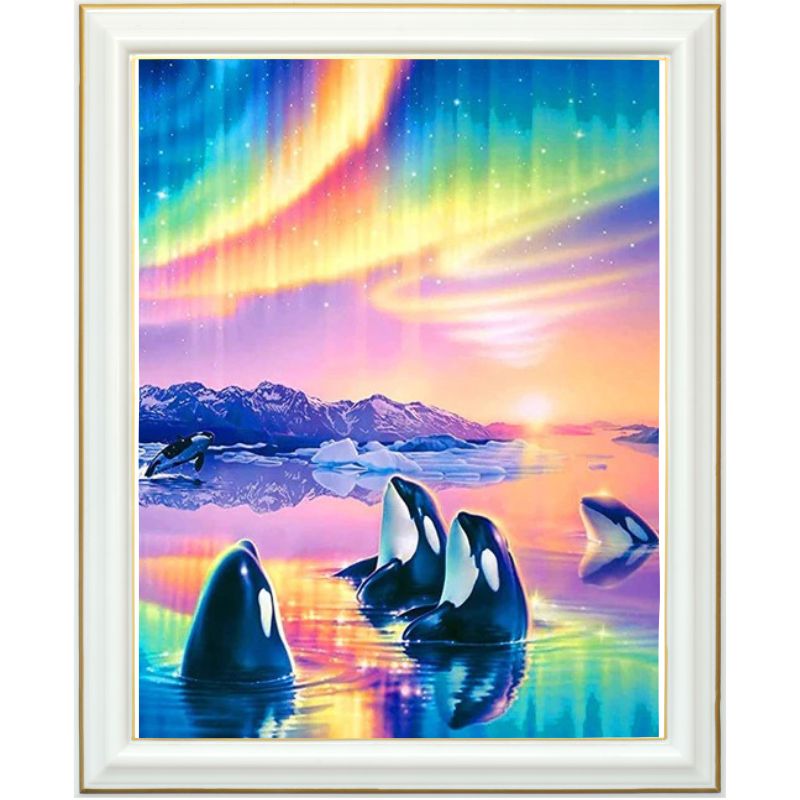 Diamond painting - Orques et aurores boréales - 40 x 50 cm