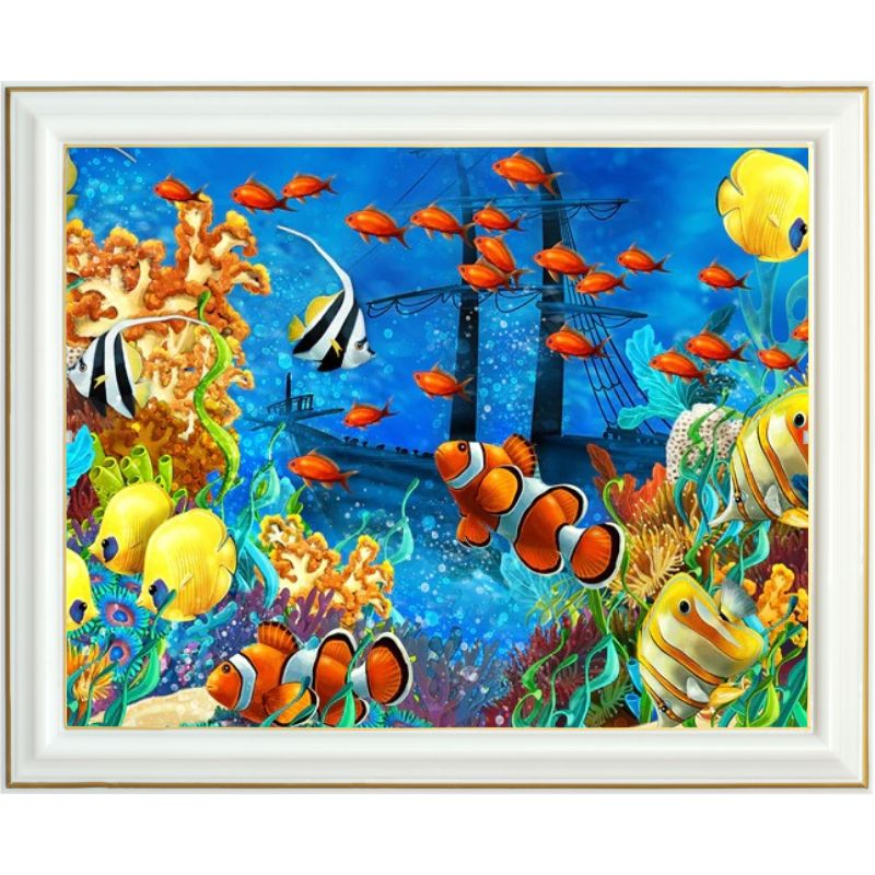 Diamond painting - Ballet de poissons clowns - 40 x 50 cm