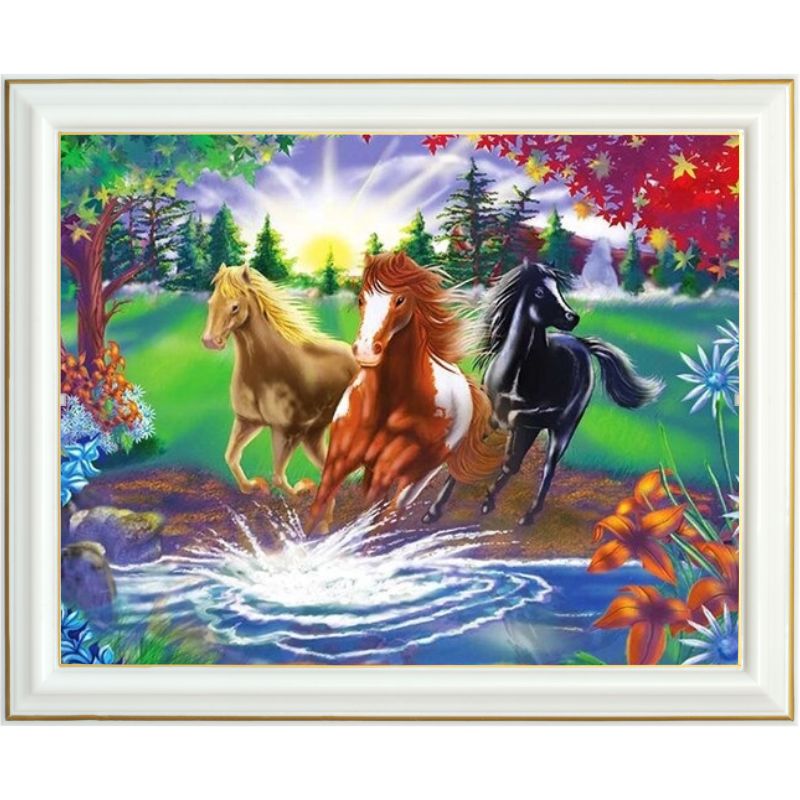 Diamond painting - Les trois chevaux