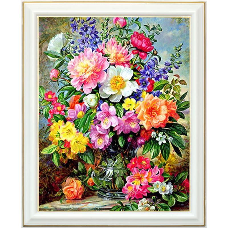 Broderie diamant - Vase de fleurs - 40 x 50 cm