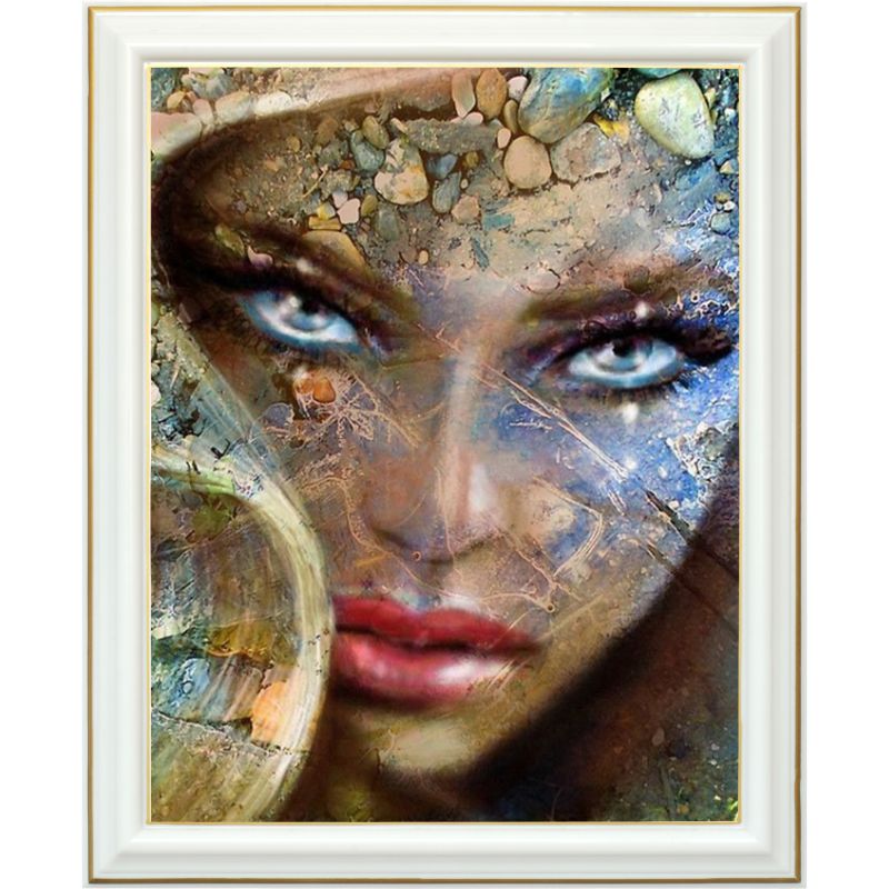 Diamond painting - Visage de femme aux yeux bleus - 40 x 50 cm