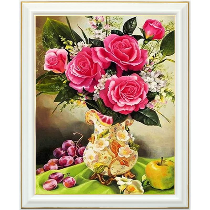 Diamond painting- Vase de roses - 40 x 50 cm