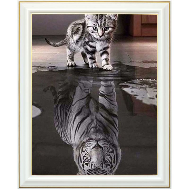 Diamond painting - Chaton deviendra tigre - 40 x 50 cm